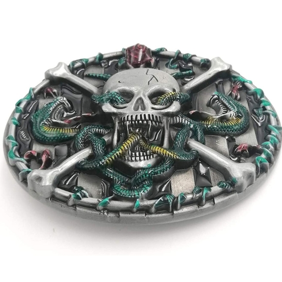 Skull and crossbones snakes Buffalo approximately 3.5" - Picture 2 of 4